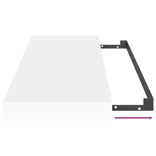 Окачени стенни рафтове, 2 бр, бели, 60x23,5x3,8 см, МДФ