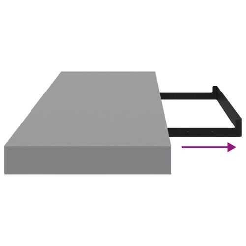 Окачени стенни рафтове, 2 бр, сиви, 80x23,5x3,8 см, МДФ