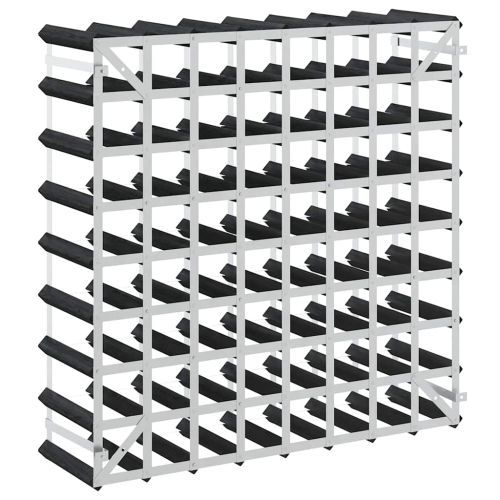 Стойка за вино за 72 бутилки, черна, масивна борова дървесина