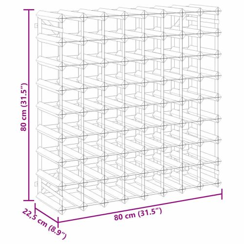 Стойка за вино за 72 бутилки, черна, масивна борова дървесина