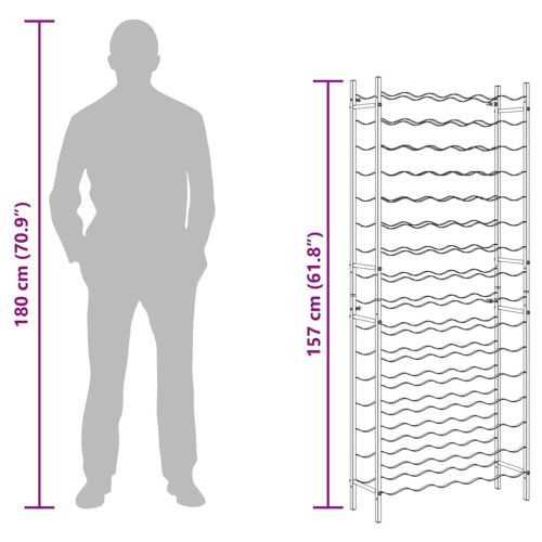 Стойка за вино за 96 бутилки, черна, желязна