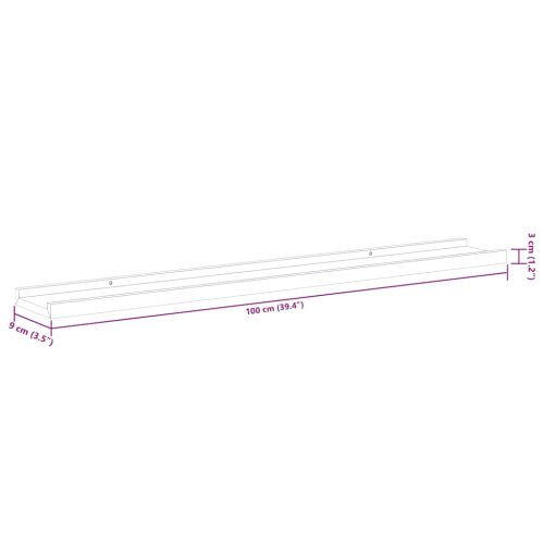 Стенни рафтове, 2 бр, черни, 100x9x3 см