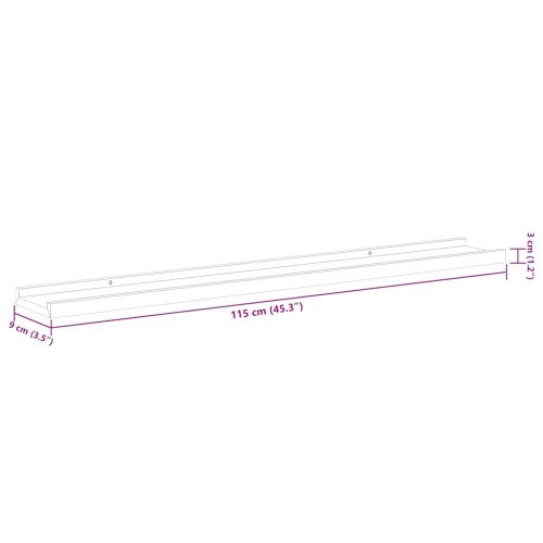 Стенни рафтове, 4 бр, сиви, 115x9x3 см