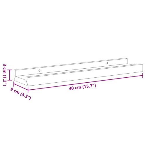 Стенни рафтове, 2 бр., дъб сонома, 40x9x3 см
