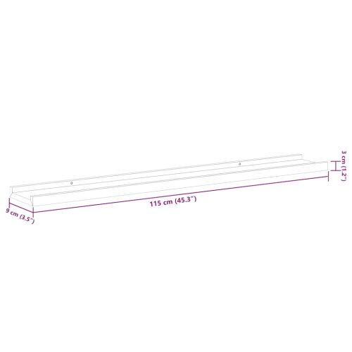 Стенни рафтове, 2 бр, сонома дъб, 115x9x3 см
