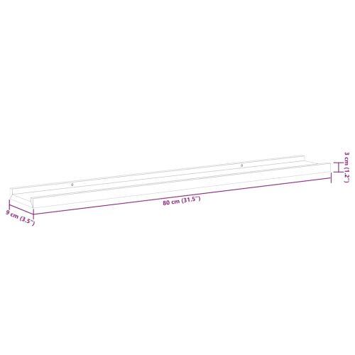 Стенни рафтове, 4 бр, сонома дъб, 80x9x3 см