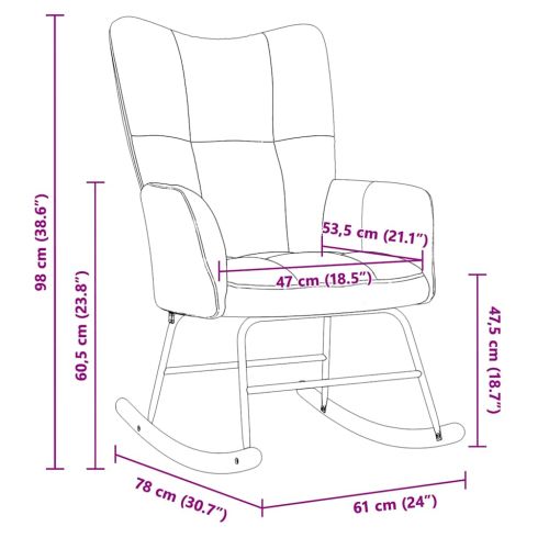 Люлеещ стол, тъмносив, кадифе