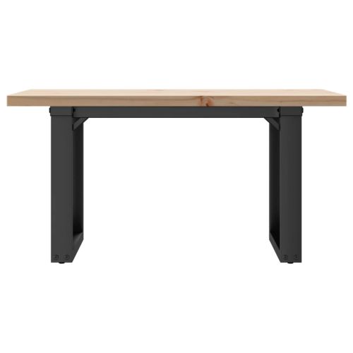 Кафе маса О-образна рамка 80x50x40,5 см бор масив и стомана