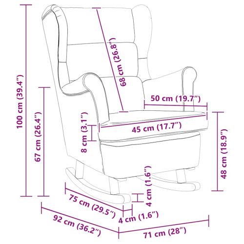 Люлеещ се стол с облегалка, светлозелен кадифе и масивно дърво