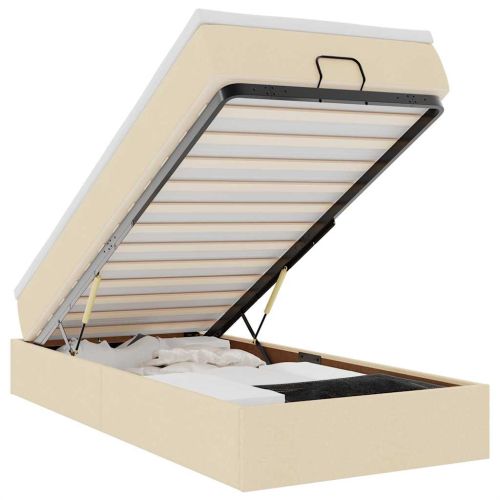 Османска легло с матрак, кремаво, 100x200 см, плат