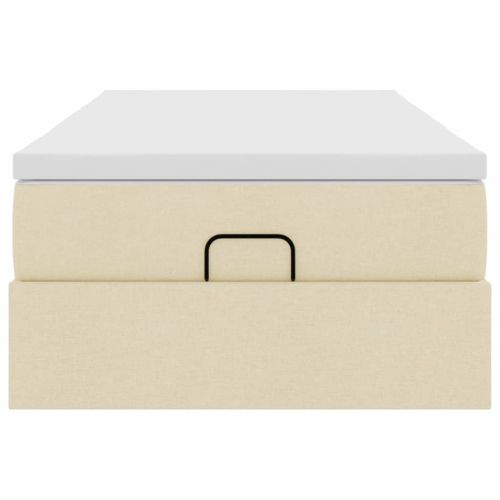 Османска легло с матрак, кремаво, 100x200 см, плат