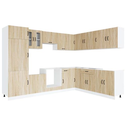 Комплект кухненски шкафове от 14 части Kalmar, инженерно дърво