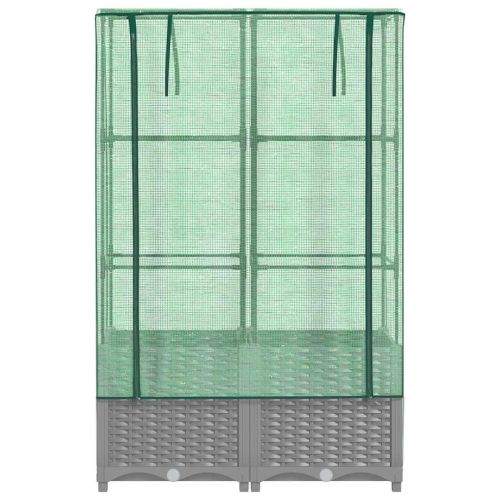 Повдигнато легло с оранжерия калъф, ратанов вид, 80x40x138 см