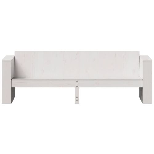 Градински диван 3-местен бял 189x60x62 см бор масив