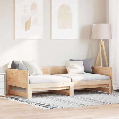 Легло с разтегателен механизъм за деня Кафяво Солиден бор