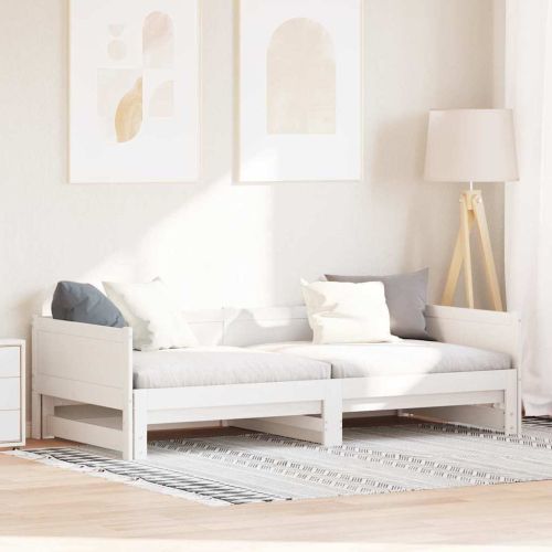 Легло с разтегателен механизъм за деня Бяло Солиден бор