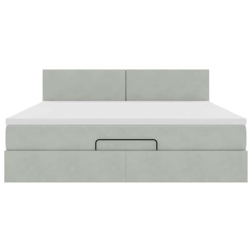 Османско легло с матрак Светло сиво 180x200 cm Кадифе