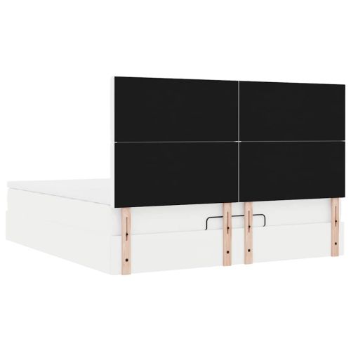 Османска легло с матрак, бяло, 160x200 см, изкуствена кожа