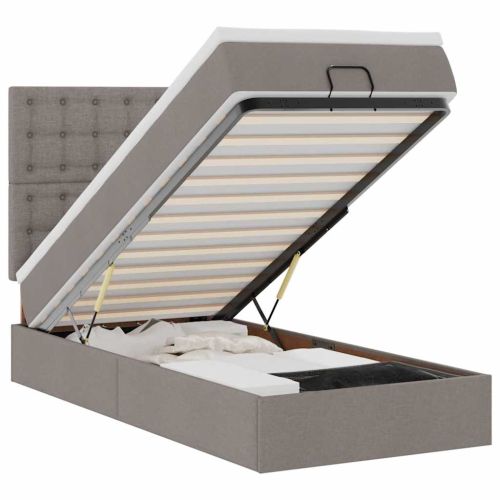 Османска легло с матрак, таупе, 90x200 см, плат