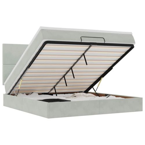 Османска легло с матраци, светлосиво, 180x200 см, кадифе