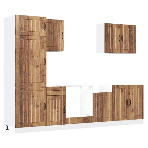 Комплект кухненски шкафове от 7 части Lucca, инженерно дърво