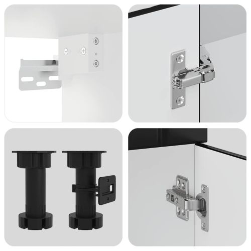 Комплект кухненски шкафове от 4 части "Lucca", черно инженерно дърво