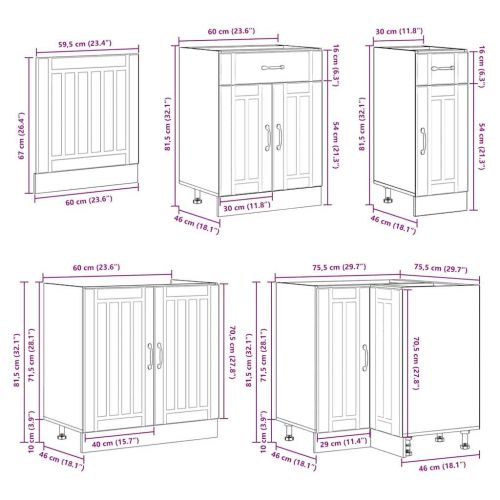 Комплект кухненски шкафове от 11 части Lucca, инженерно дърво
