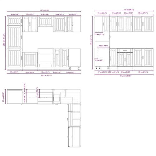 Комплект кухненски шкафове от 14 части Lucca, инженерно дърво