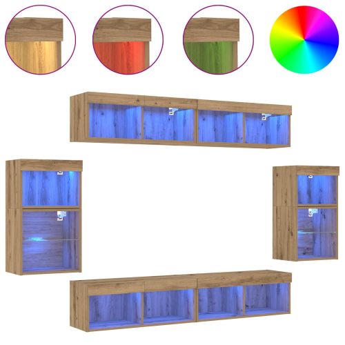 Комплект ТВ шкаф 8 pcs дъб артизан Инженерно дърво