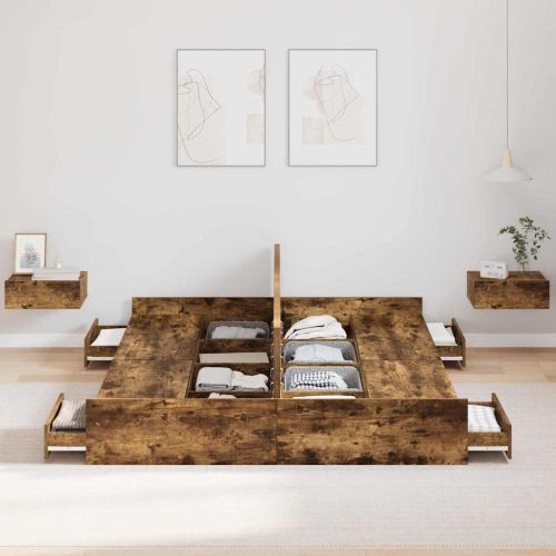 Легло с място за съхранение с таблото Димян дъб 160 x 200 cm