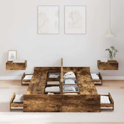 Легло с място за съхранение с таблото Димян дъб 120 x 200 cm