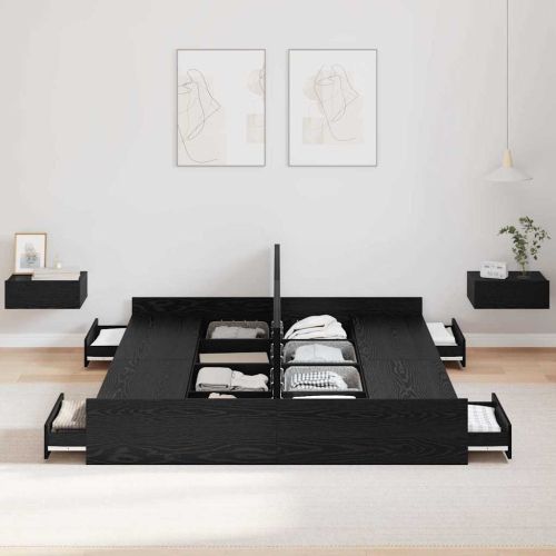 Легло с място за съхранение с таблото Черния дъб 140 x 190 cm