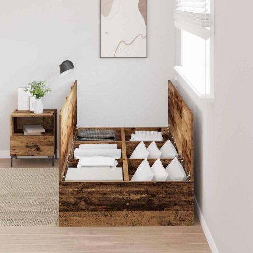 Легло с място за съхранение Старо дърво 80 x 200 cm