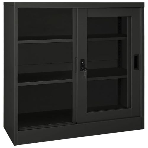Шкаф с плъзгаща врата, антрацит, 90x40x90 см, стомана