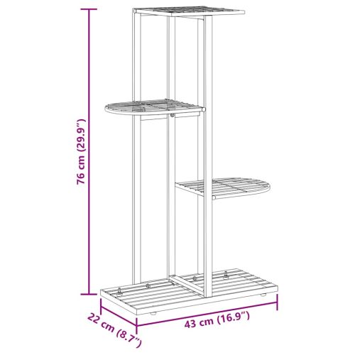 4-етажна поставка за цветя, 43x22x76 см, черен, метал
