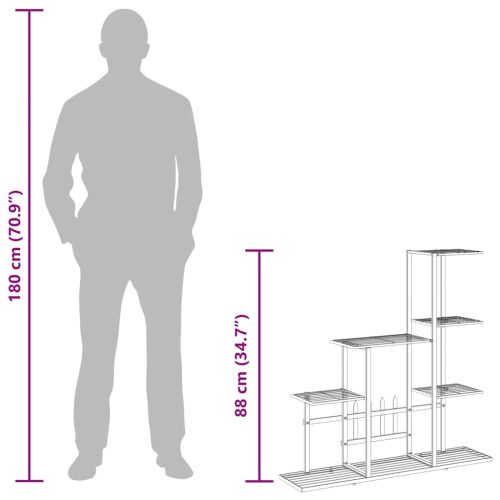 Цветарник, 94,5x25x88 см, бял, метал