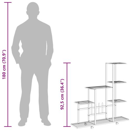 Цветарник на колела, 94,5x25x92,5 см, бял, метал