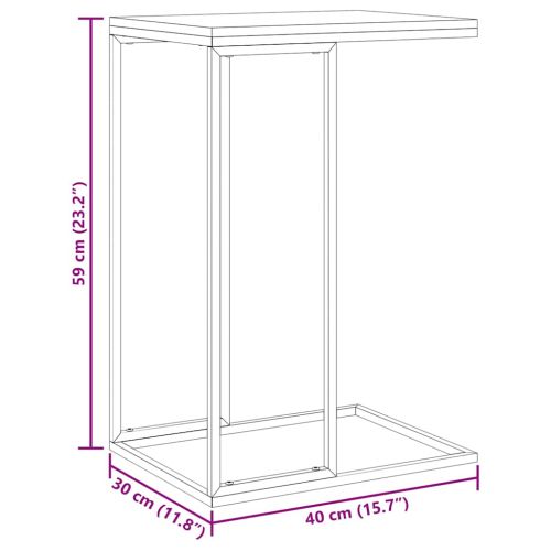 Странична маса, черна, 40x30x59 см, инженерна дървесина