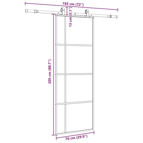 Плъзгаща се врата с обков черна 76x205 см ESG стъкло