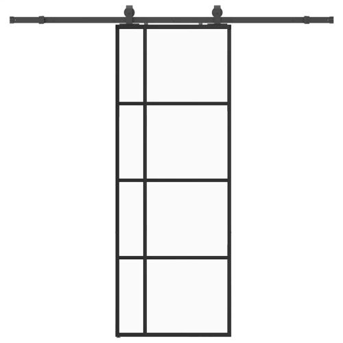Плъзгаща се врата с обков черна 76x205 см ESG стъкло