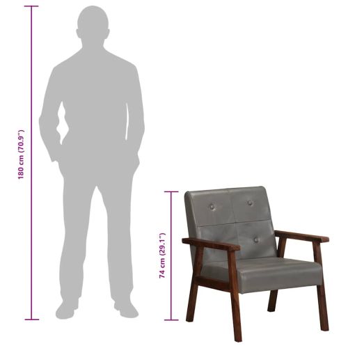 Фотьойл, сив, естествена кожа