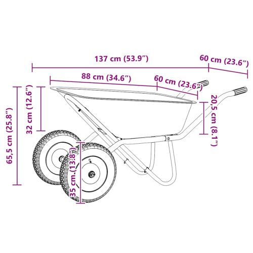 Количка Сребрист и Черен 137 x 60 x 65,5 см Стомана