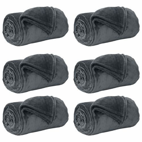 Одеала за хвърляне 6 pcs Тъмен сив 150 x 200 cm Мека вълна