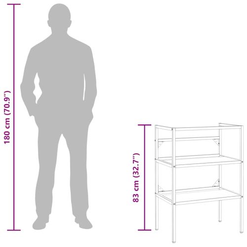 Рамка за мивка за баня, бяла, 59x38x83 см, желязо