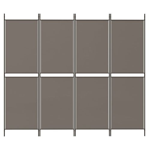 Параван за стая, 4 панела, антрацит, 200x180 cм, текстил