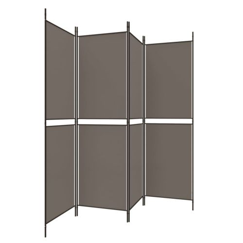 Параван за стая, 4 панела, антрацит, 200x180 cм, текстил
