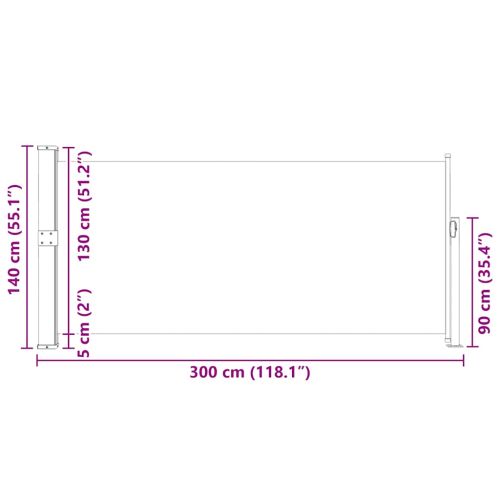Прибираща се странична тента, 140х300 см, синя