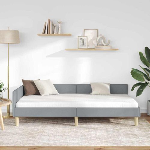 Ъглова рамка за легло Светлосиво 100 x 200 cm текстил