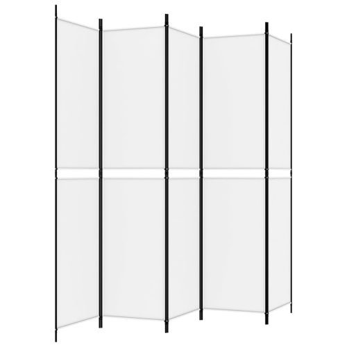 Параван за стая, 5 панела, бял, 250x220 см, текстил