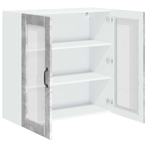 Стенен стъклен шкаф LUCCA Бетонно сиво 80 x 31 x 80 см